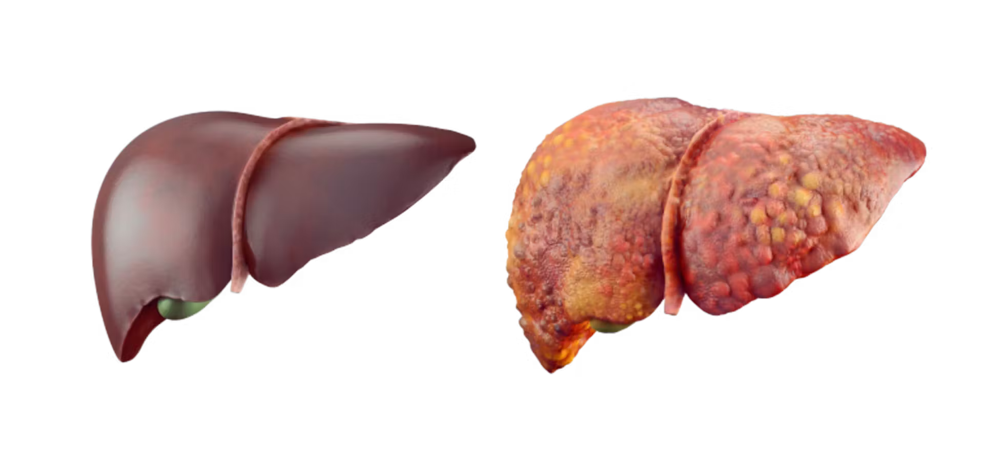 Comparison of healthy liver vs damaged liver